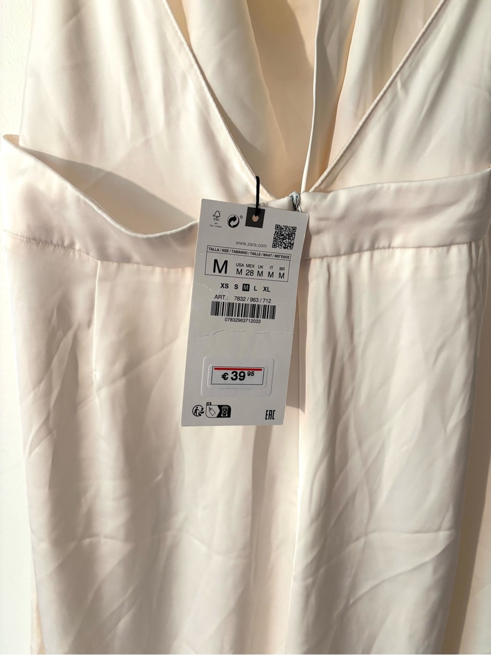 NWT Zara Satin Effect Halter Draped Jumpsuit Size M Cream - Picture 10 of 11